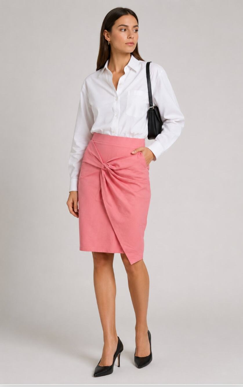 Iris Pink Twist Front Pencil Skirt Women’s Small Corpcore Preppy Minimalist
